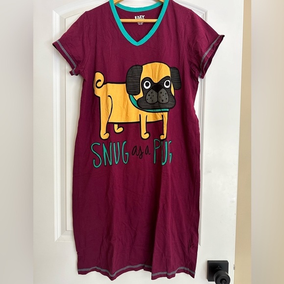 Lazy One Snug Pug Women's V-neck Nightshirt - Picture 5 of 5